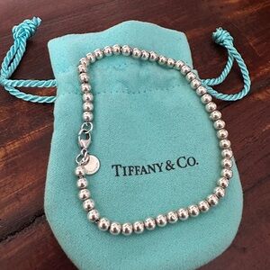 Tiffany & Co. Silver Bead Bracelet with Pouch